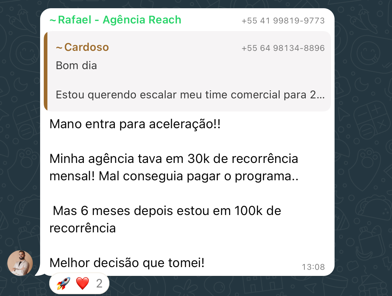 Print: de R$ 30 mil para R$ 100 mil de recorrência mensal em 6 meses